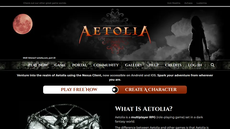 Aetolia: The Midnight Age home page