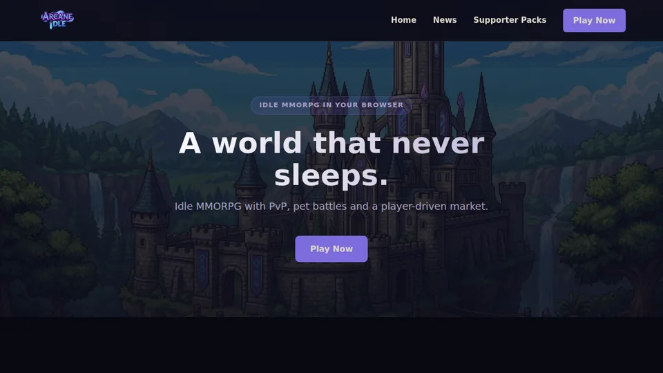Arcane Idle home page