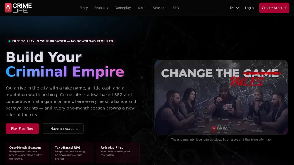 Crime.Life home page
