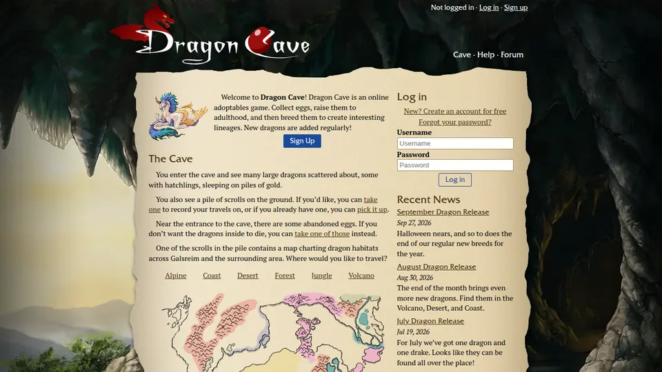 Dragon Cave home page