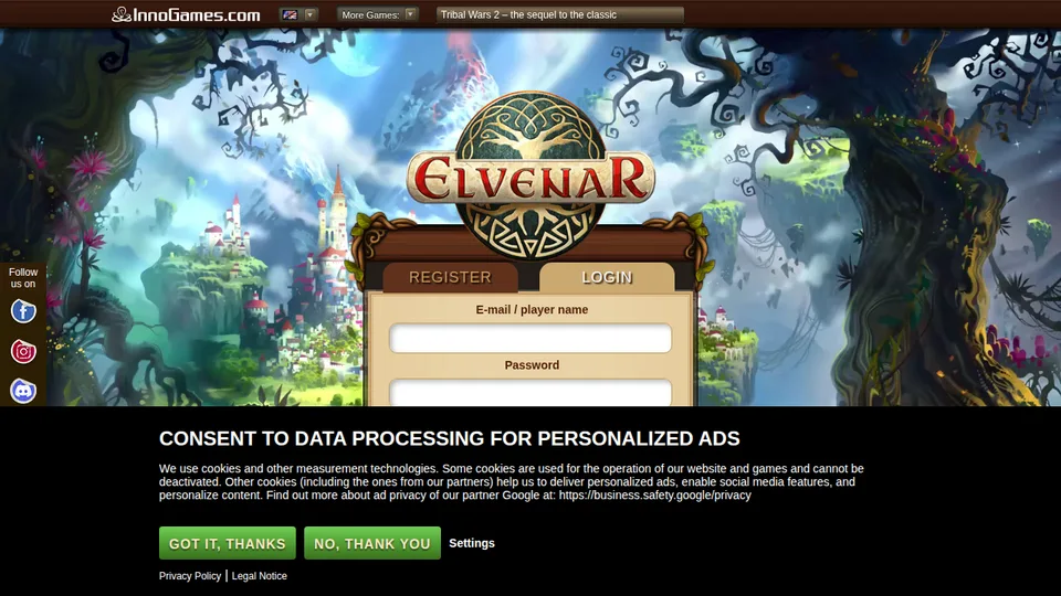 Elvenar home page