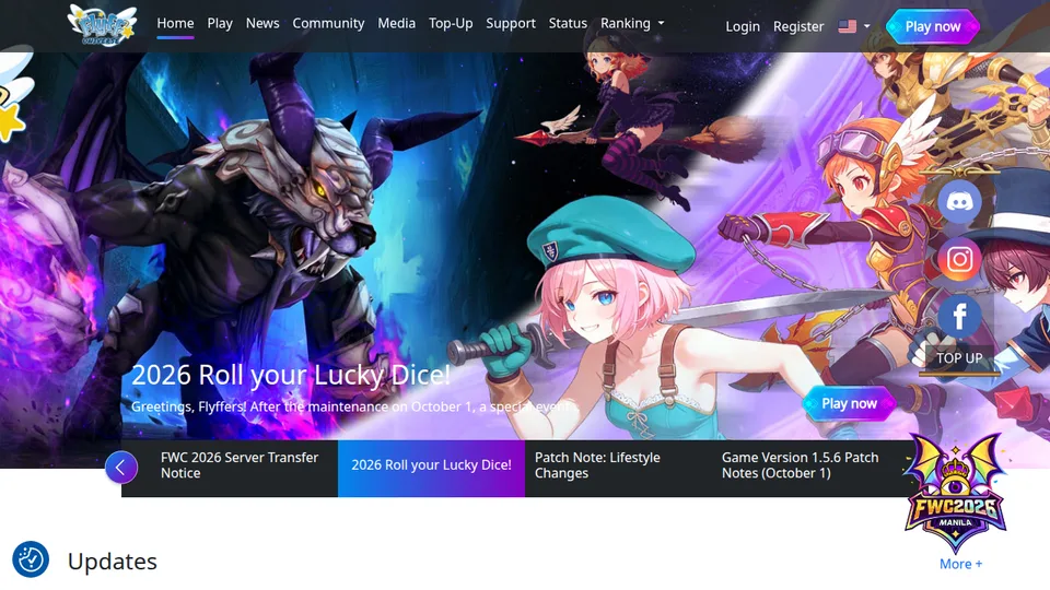 Flyff Universe home page
