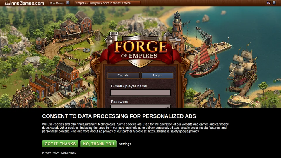 Forge of Empires home page
