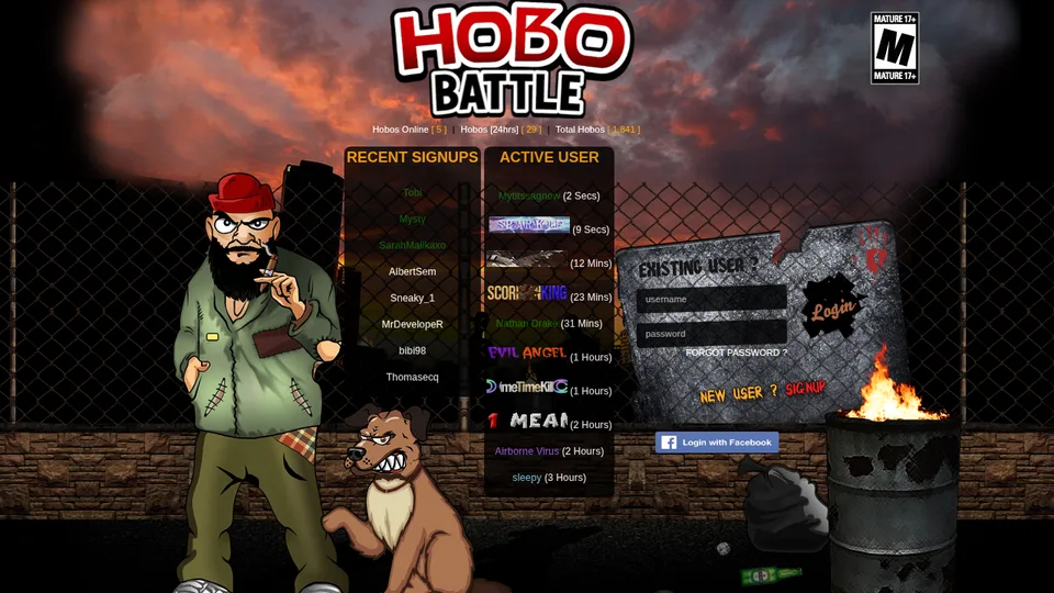 Hobo Battle home page