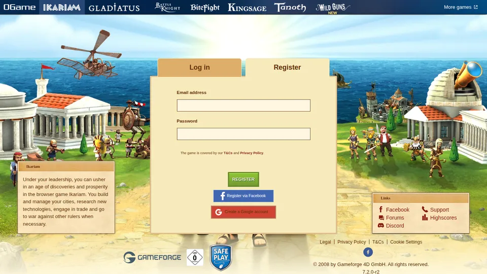 Ikariam home page