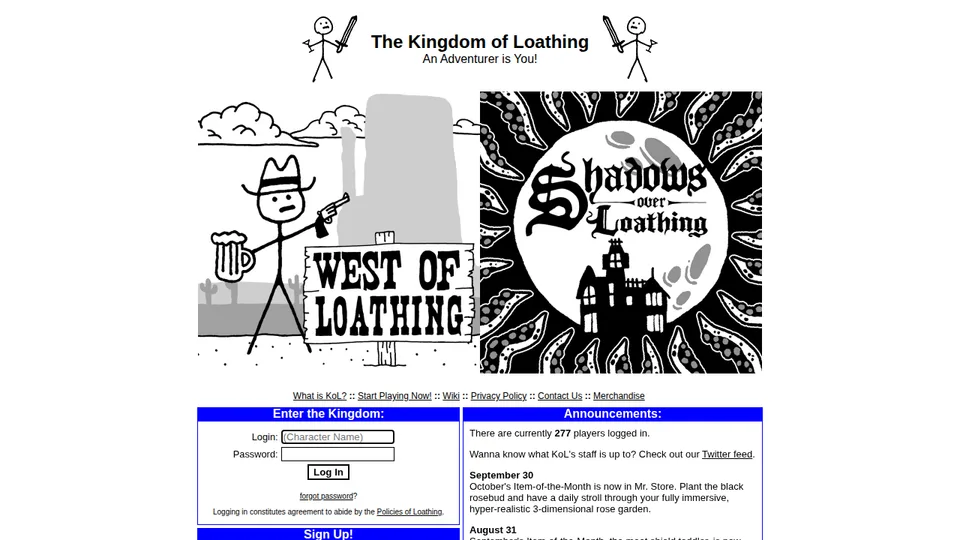 Kingdom of Loathing home page