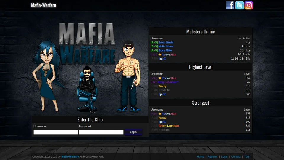 Mafia-Warfare 2 home page