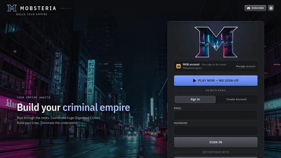 Mobsteria home page