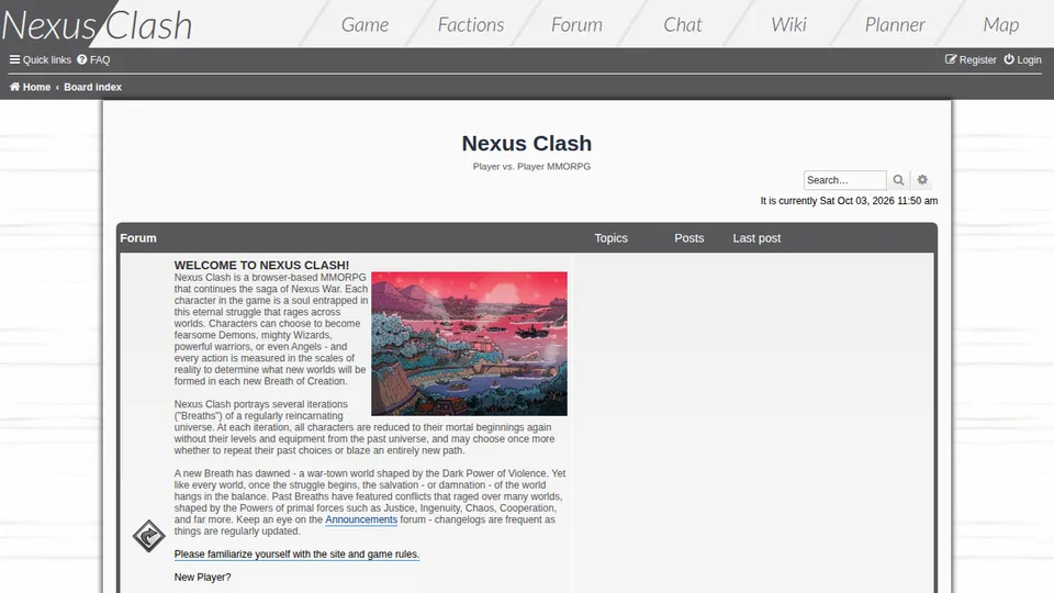 Nexus Clash home page