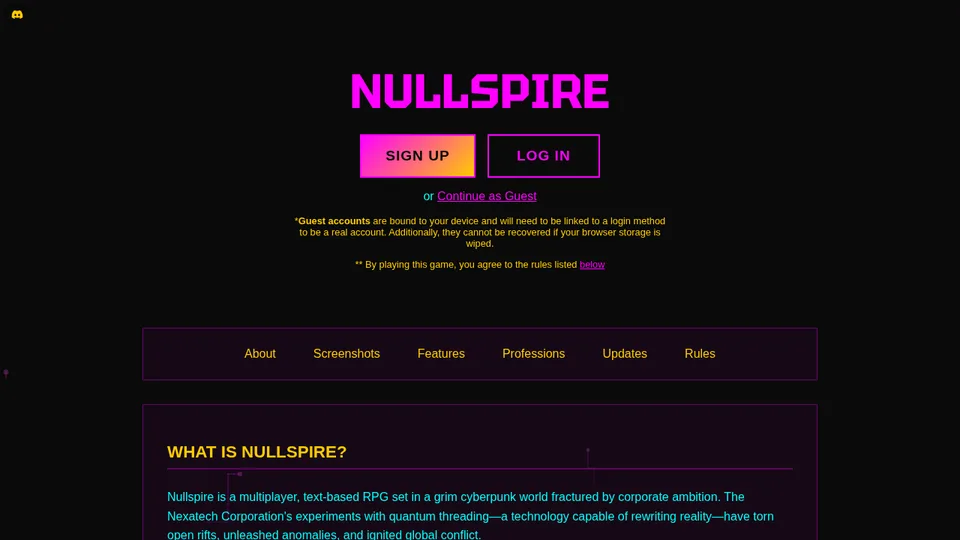 Nullspire home page