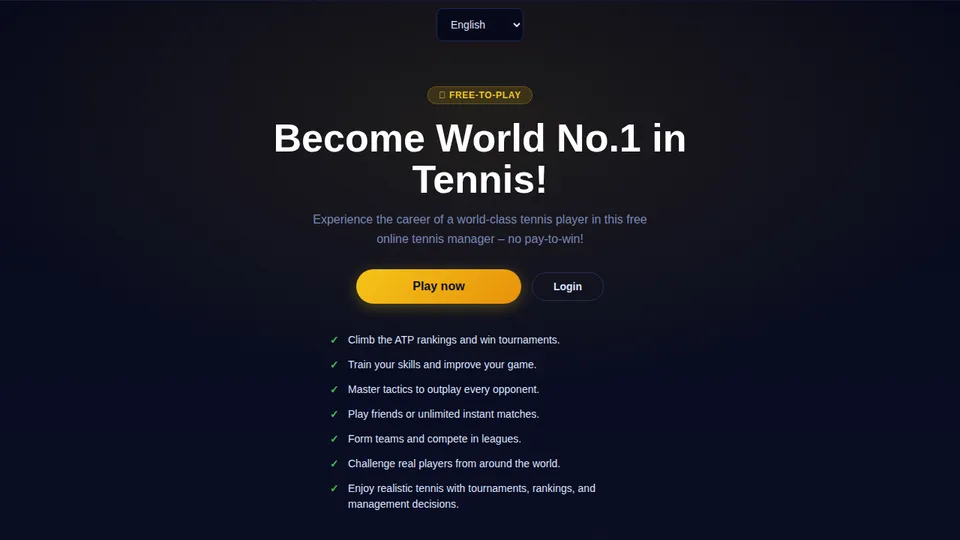 Online Tennis Manager home page