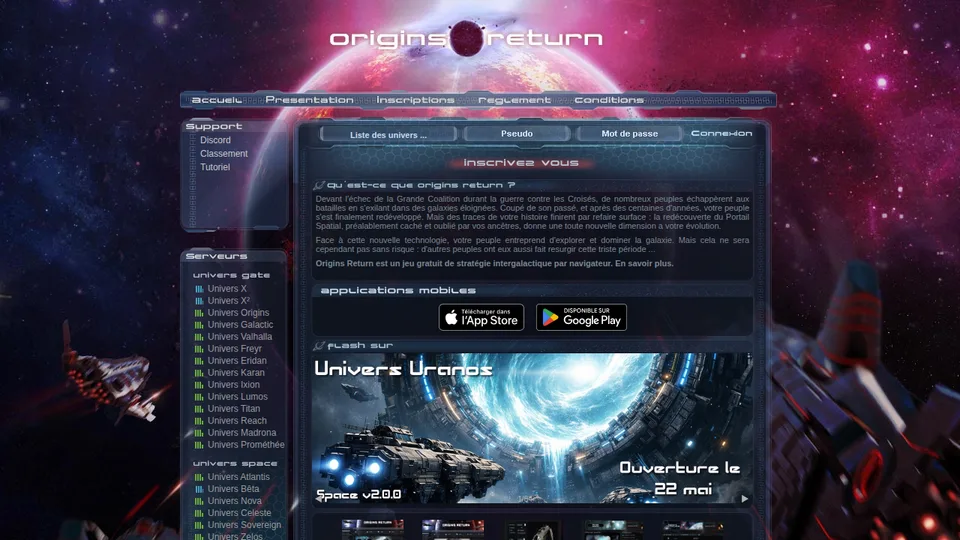 Origins Return home page