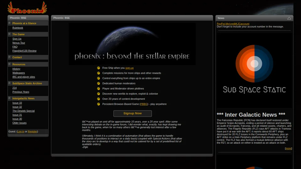 Phoenix: BSE home page