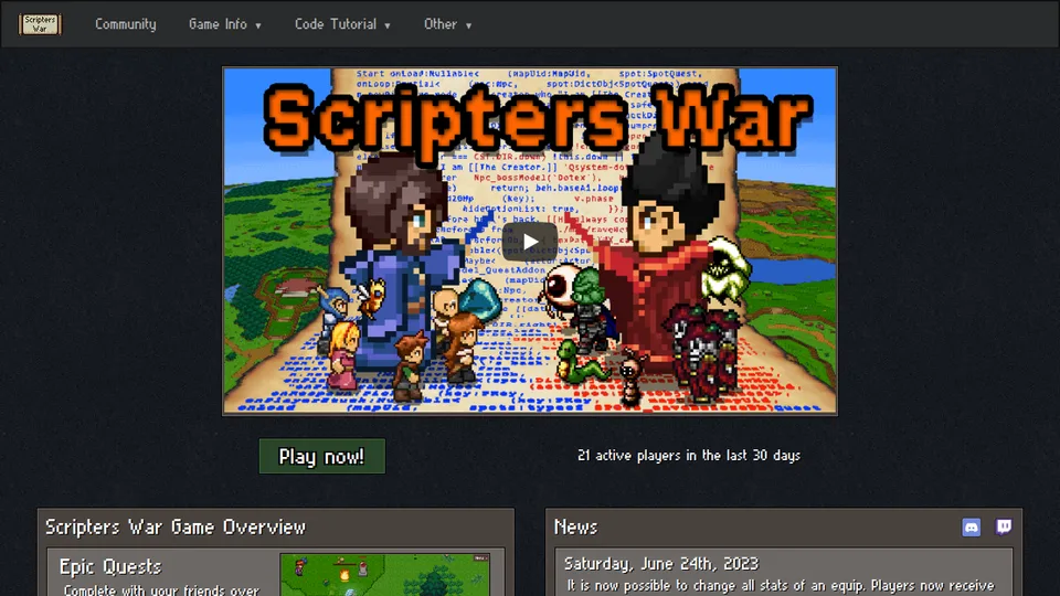 Scripters War home page