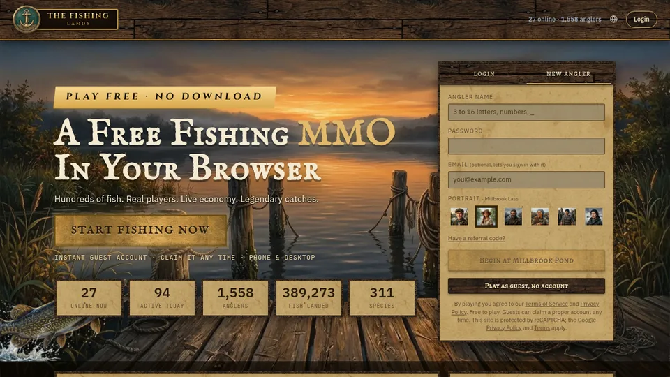 The Fishing Lands home page