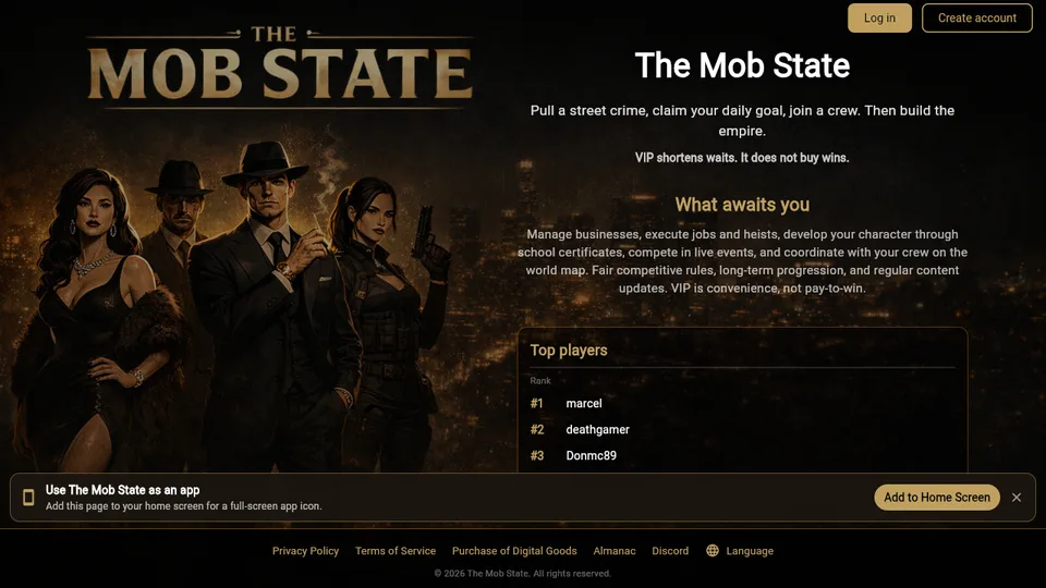 The Mob State home page