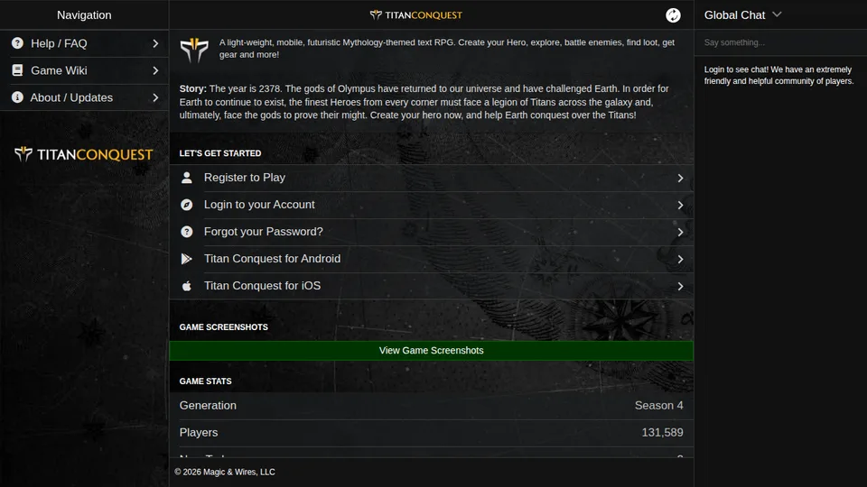 Titan Conquest home page