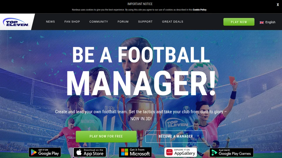 Top Eleven home page