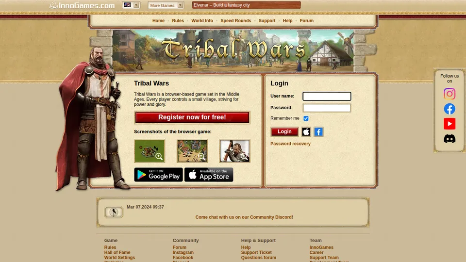 Tribal Wars home page