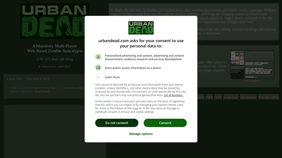 Urban Dead home page
