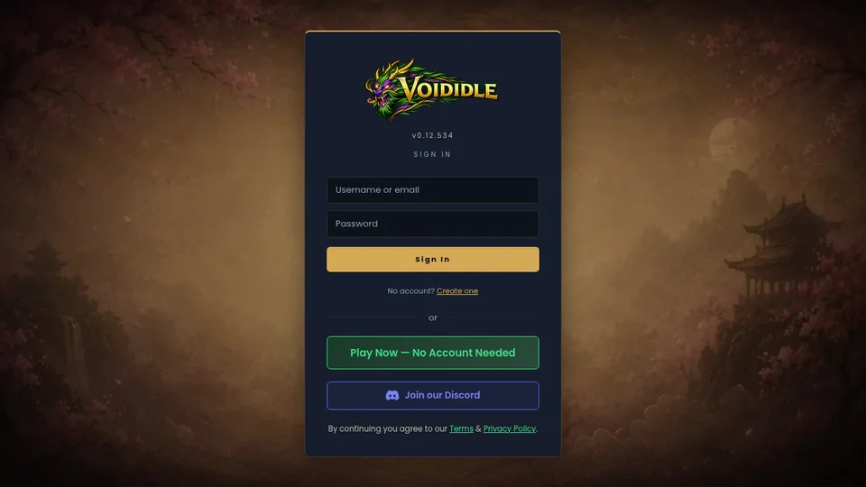 Void Idle home page